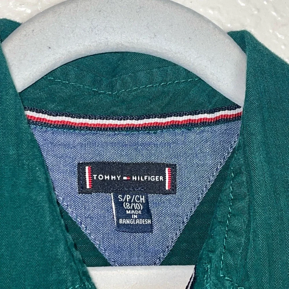 Tommy Hilfiger Green Long Sleeve Button Down Boy Shirt Size 8-10